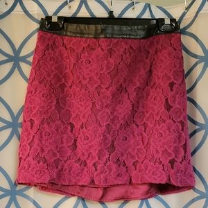 Lace Skirt with Faux Leather Waist | Kensie